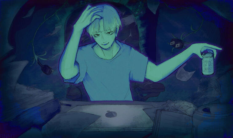 A concept drawing for Terry, a character for an upcoming project.