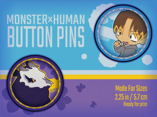 Thumbnail image displaying a design of two pins for the characters from a work-in-progress project.